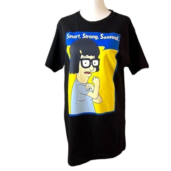 BOB’S Burgers Tina Belcher black tee with graphic Smart strong sensual SZ M - Picture 1 of 10